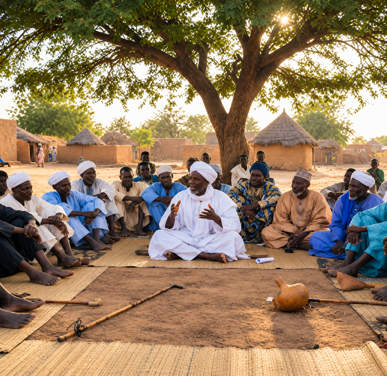 A community gathering beside the wetlands of Lake Chad